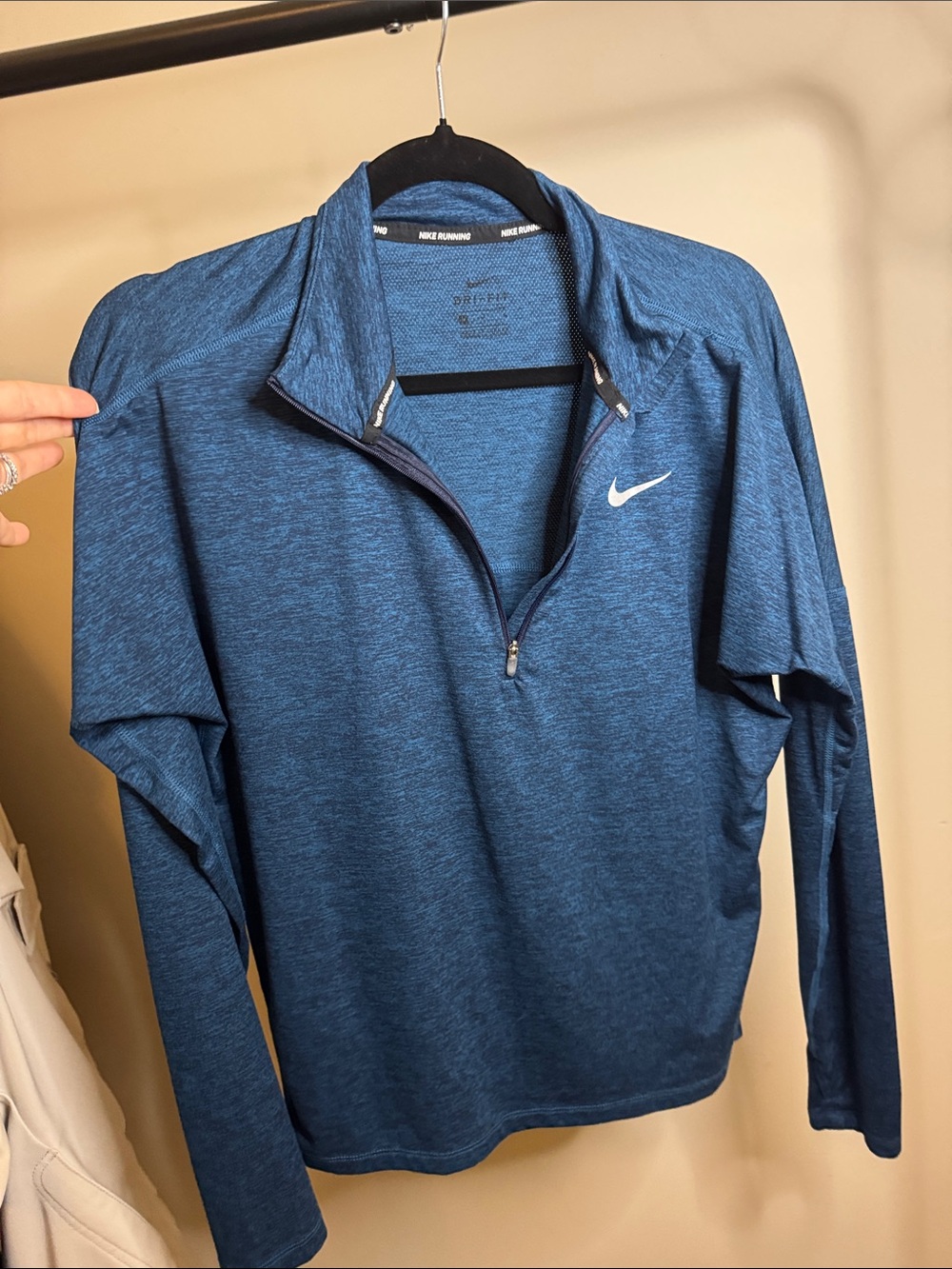 Nike Blue Heathered Dri-FIT Quarter-Zip Pullover